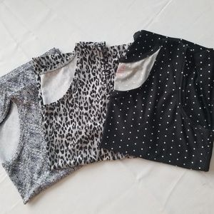 3 Tank Tops Size XL Bundle Black White Leopard Print